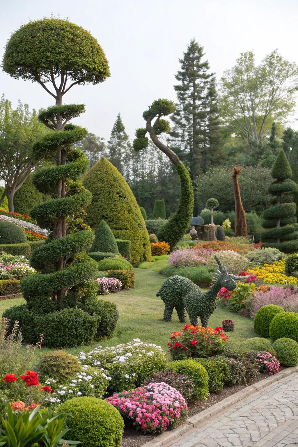 An eclectic mix of topiaries adds charm to any garden.