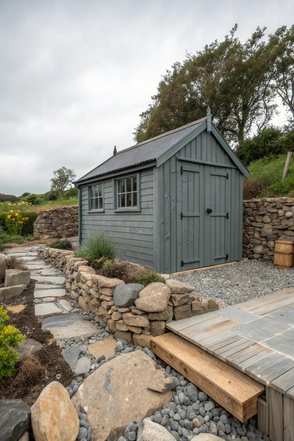 Slate grey complements natural materials beautifully.