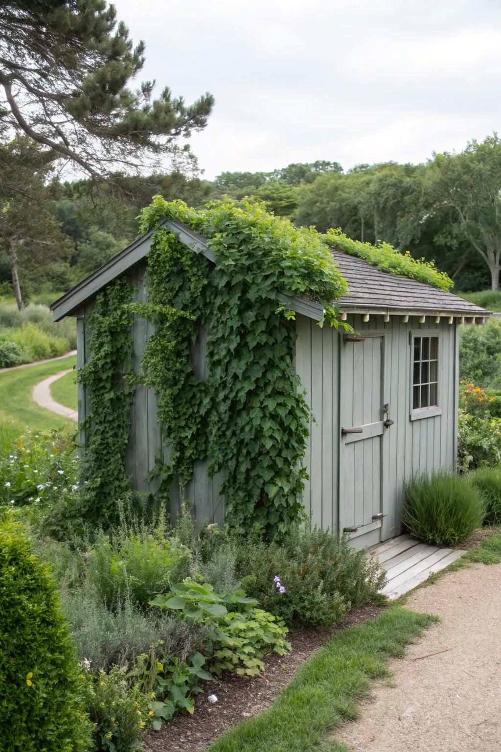 Natural greens enhance the harmony of grey.