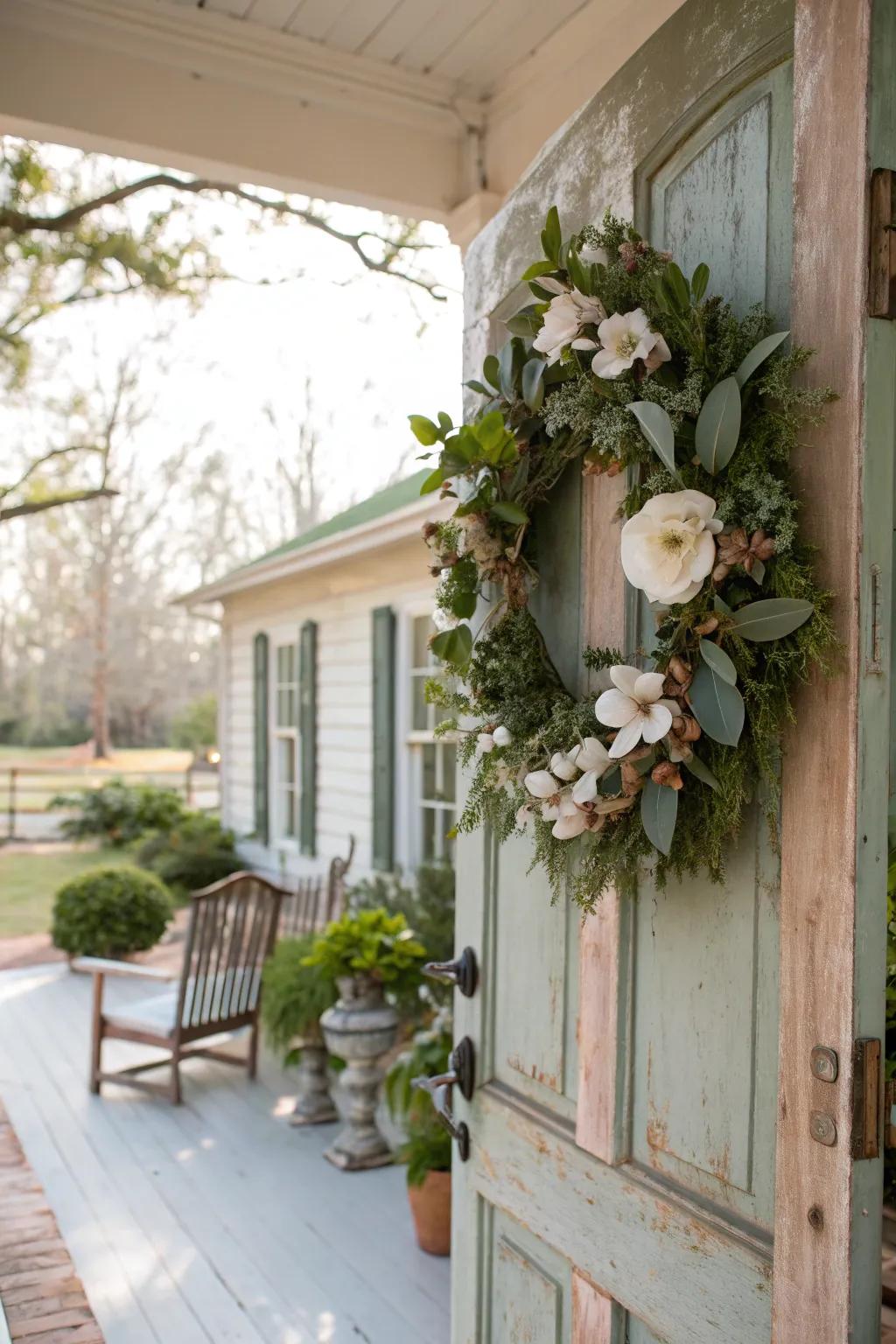 Eucalyptus and magnolia wreath exudes Southern charm and grace.