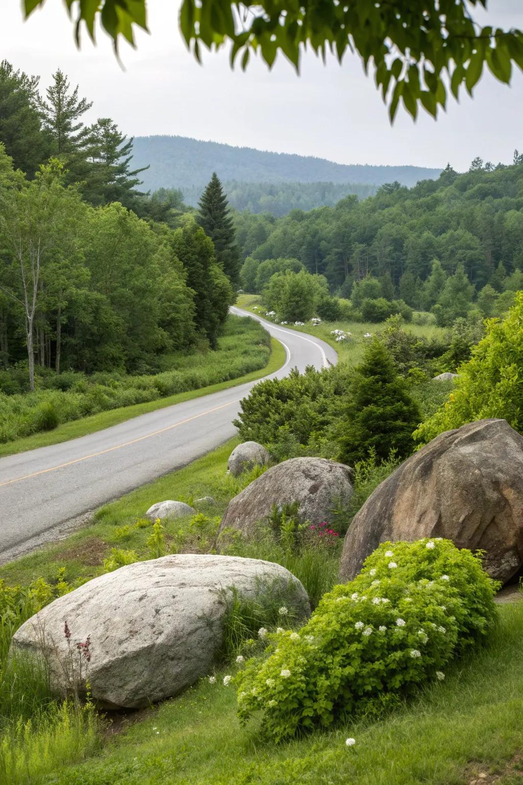Boulders add natural beauty and structure.