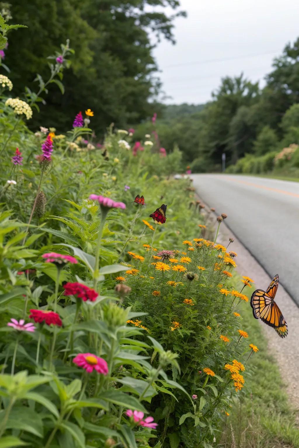 Butterfly habitats create a lively landscape.