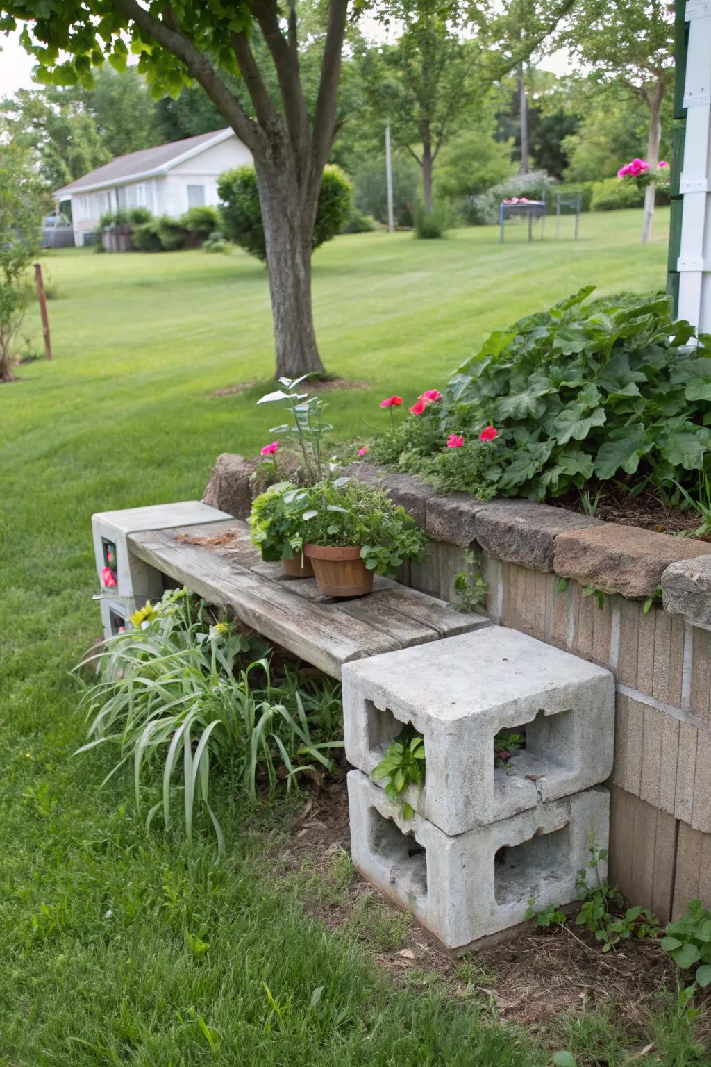 A simple yet stylish DIY concrete block bench.