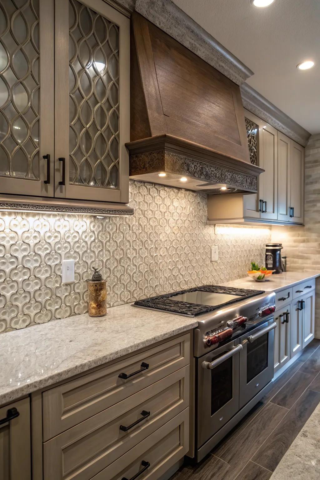 Textured backsplash for intriguing depth.