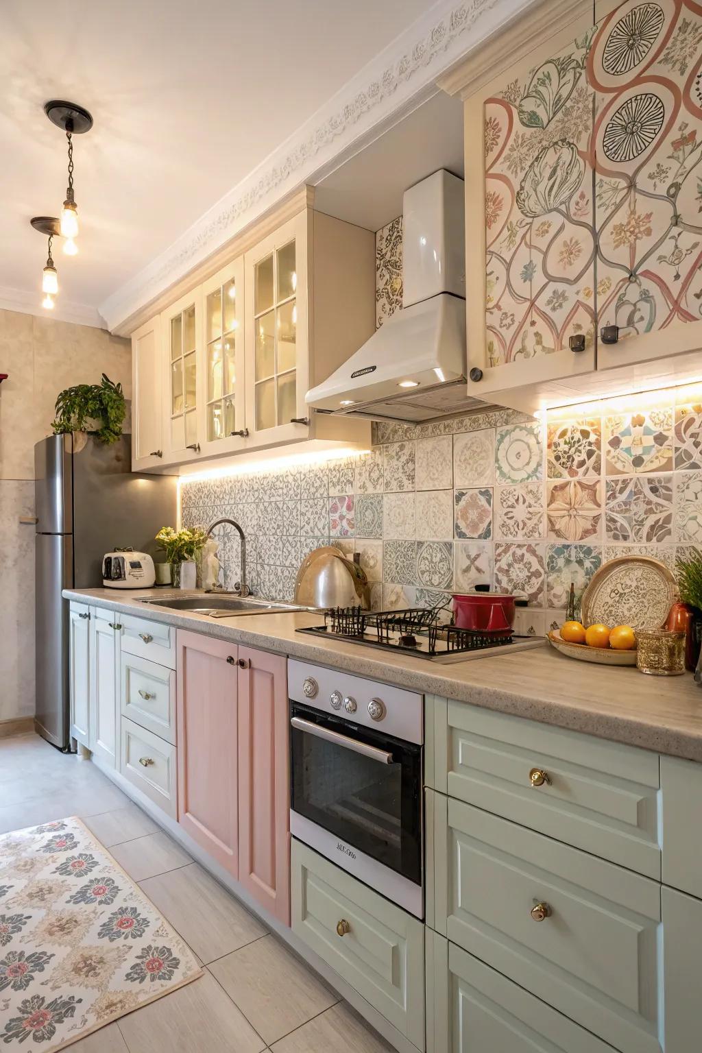 Vintage tiles for a nostalgic backsplash.