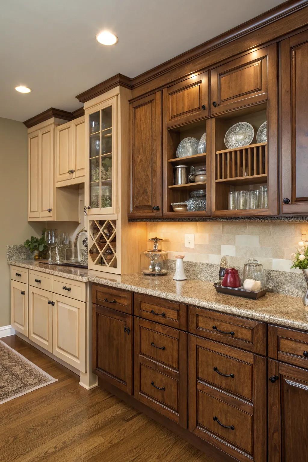 A dynamic two-tone cabinet design.