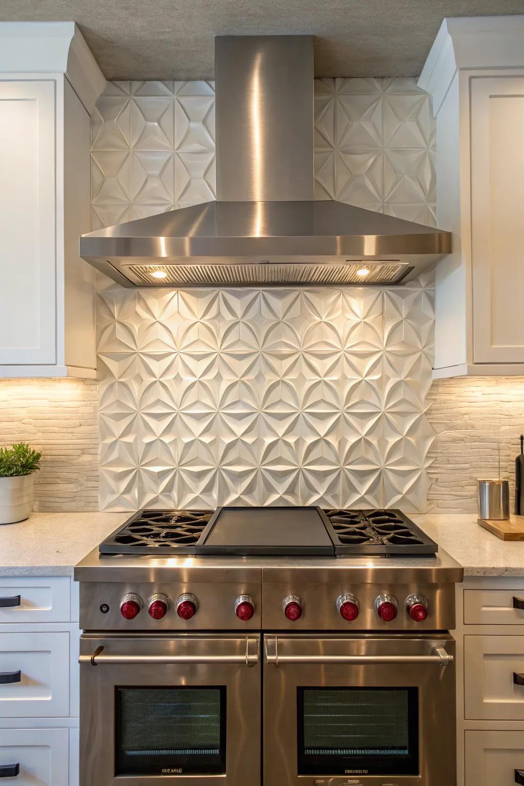 Textured materials add depth and artistic flair to your kitchen.