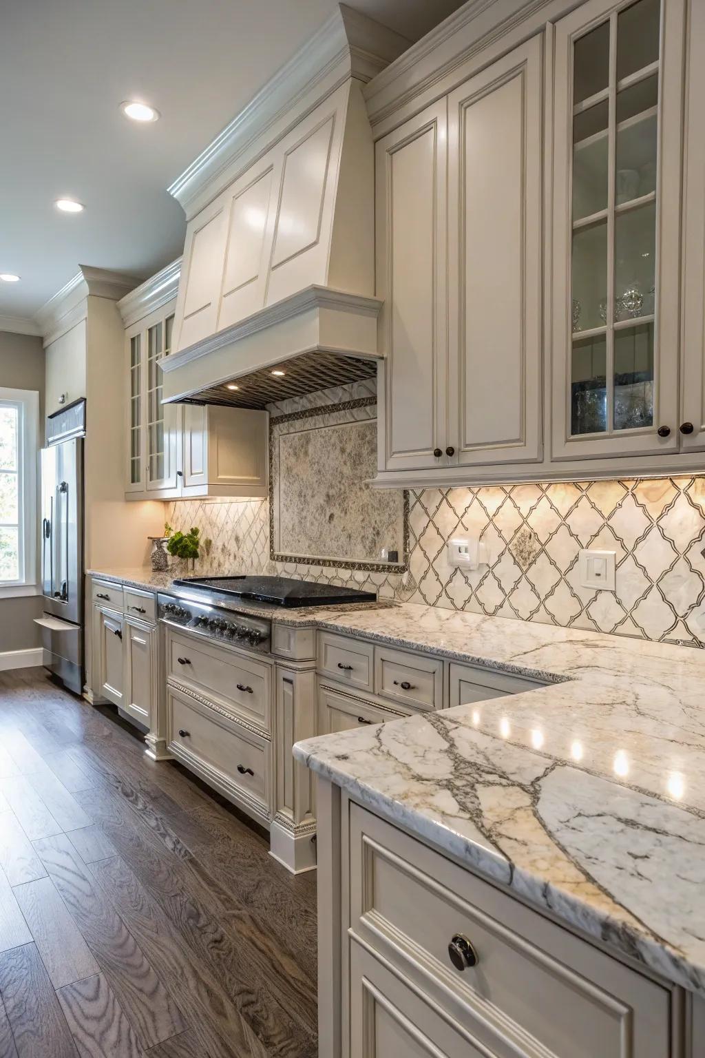 Marble and tile combinations bring texture and elegance together.