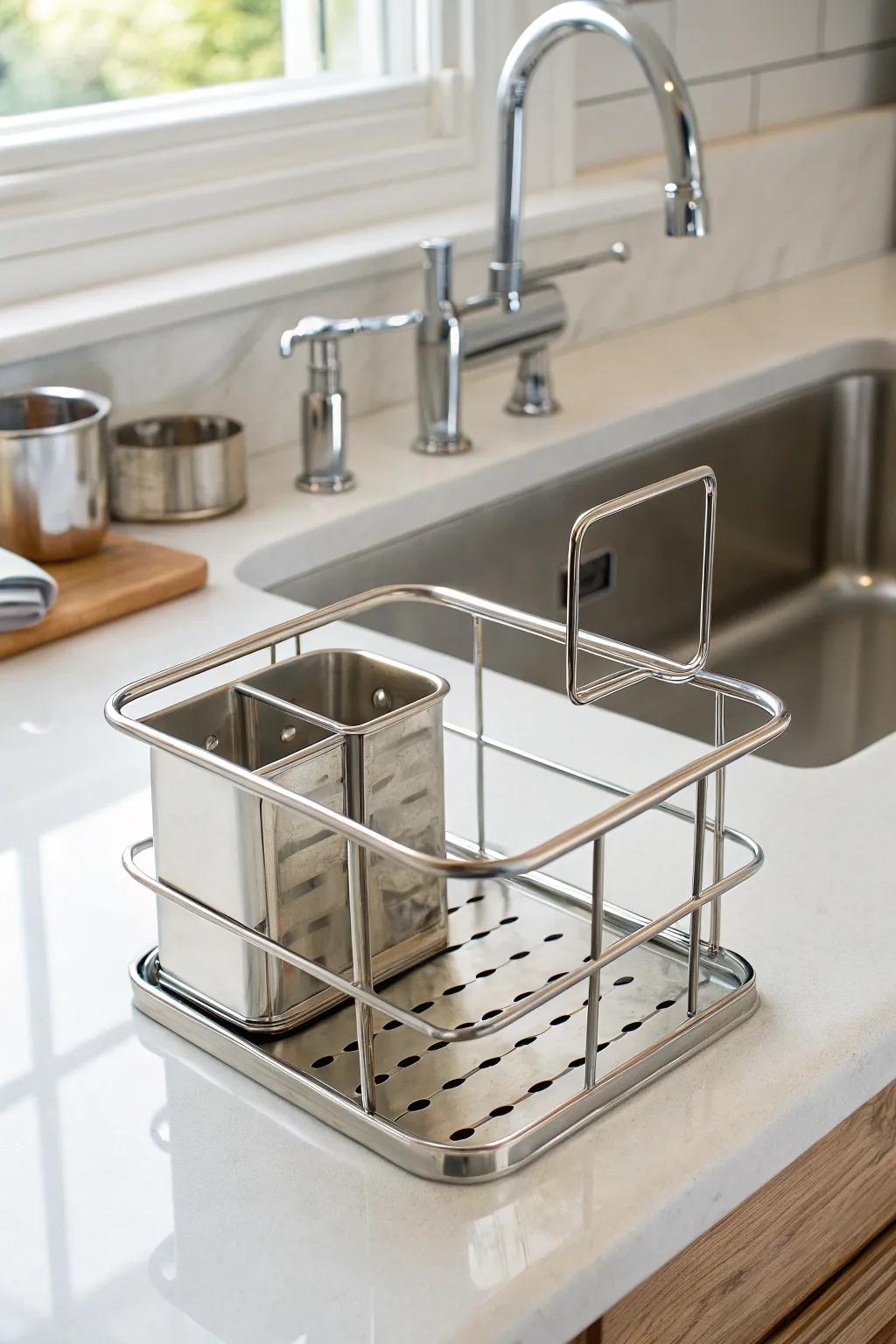 Enjoy durability and style with a rust-proof caddy.