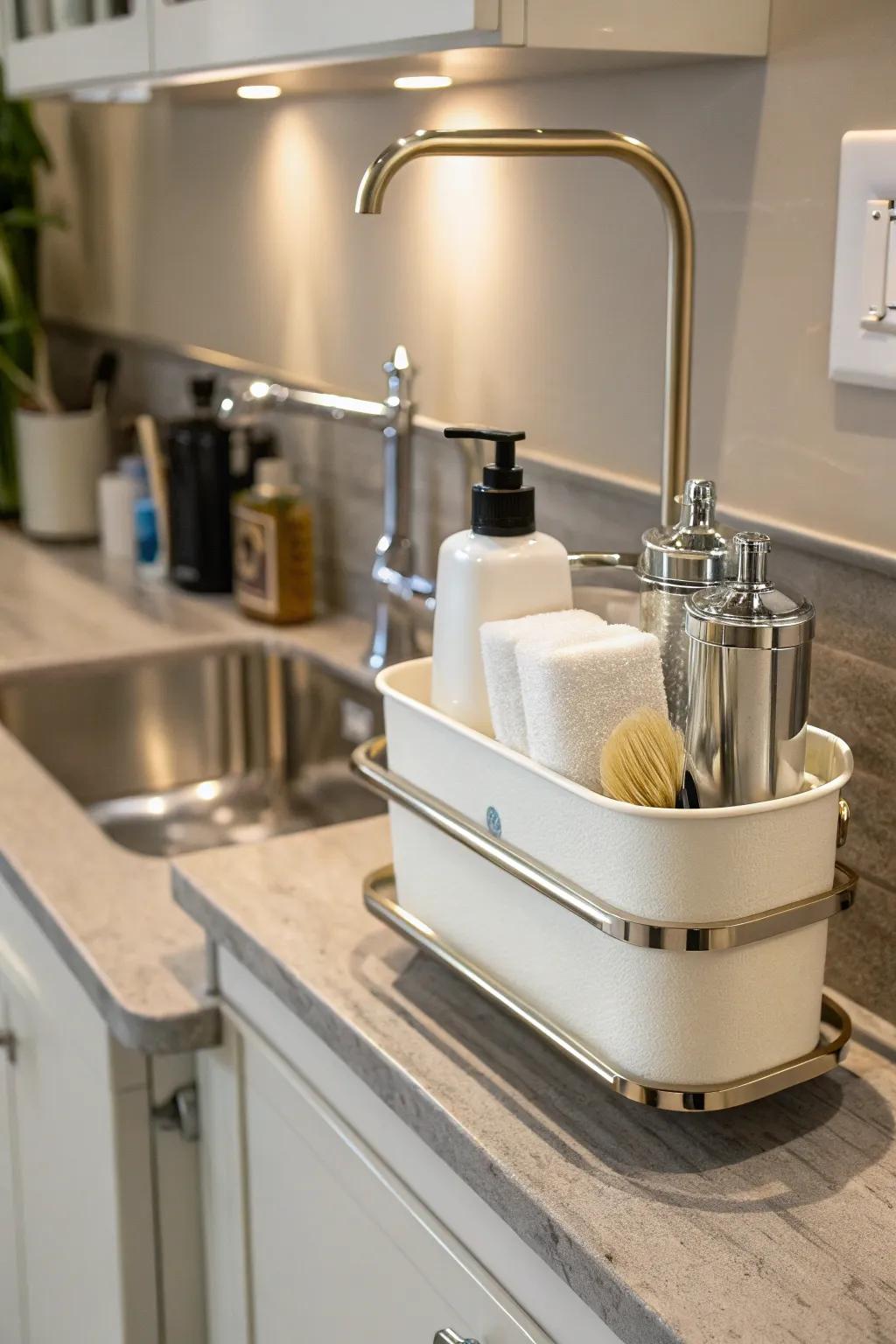 Add a modern touch with a floating caddy.