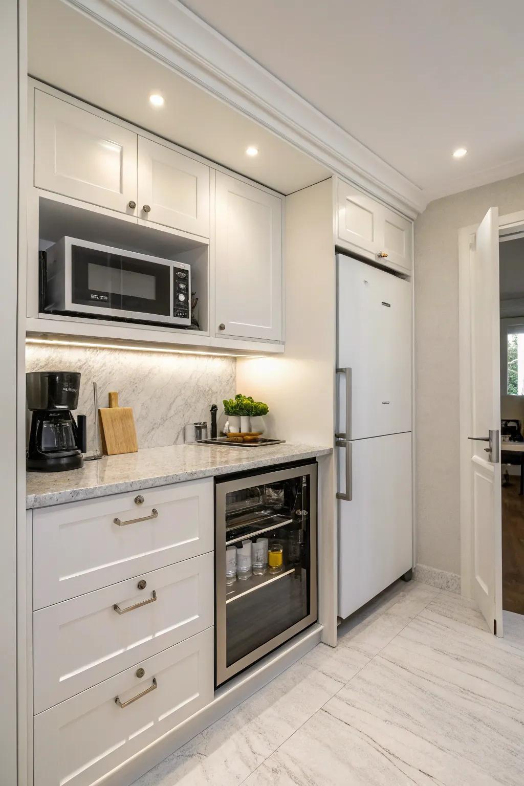 Integrated appliances create a sleek, uncluttered kitchen look.