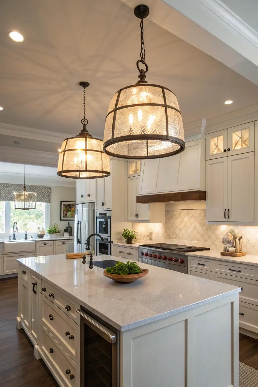 Statement lighting can transform the ambiance of your kitchen.