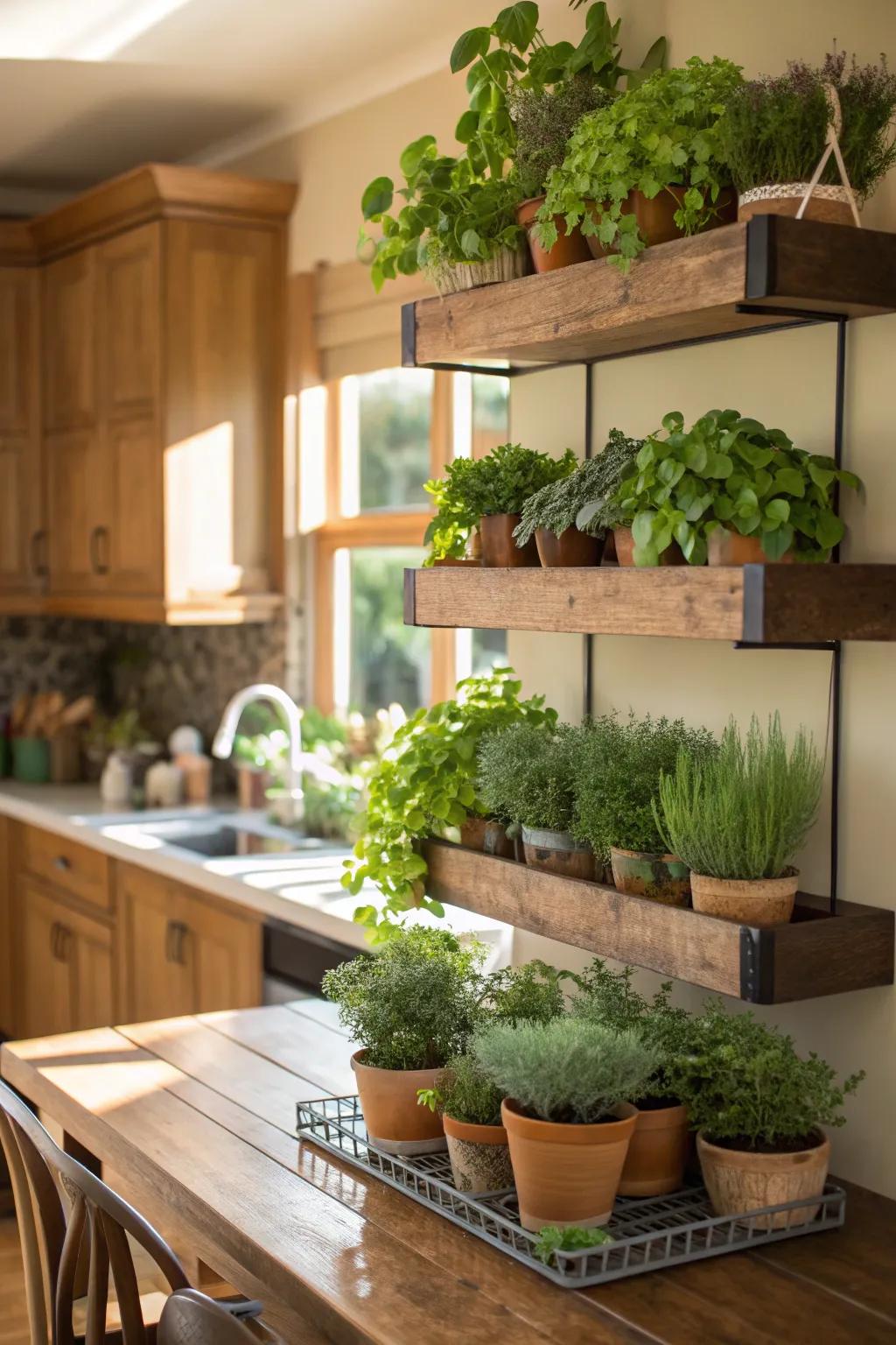 Plants add freshness and vitality to your kitchen decor.