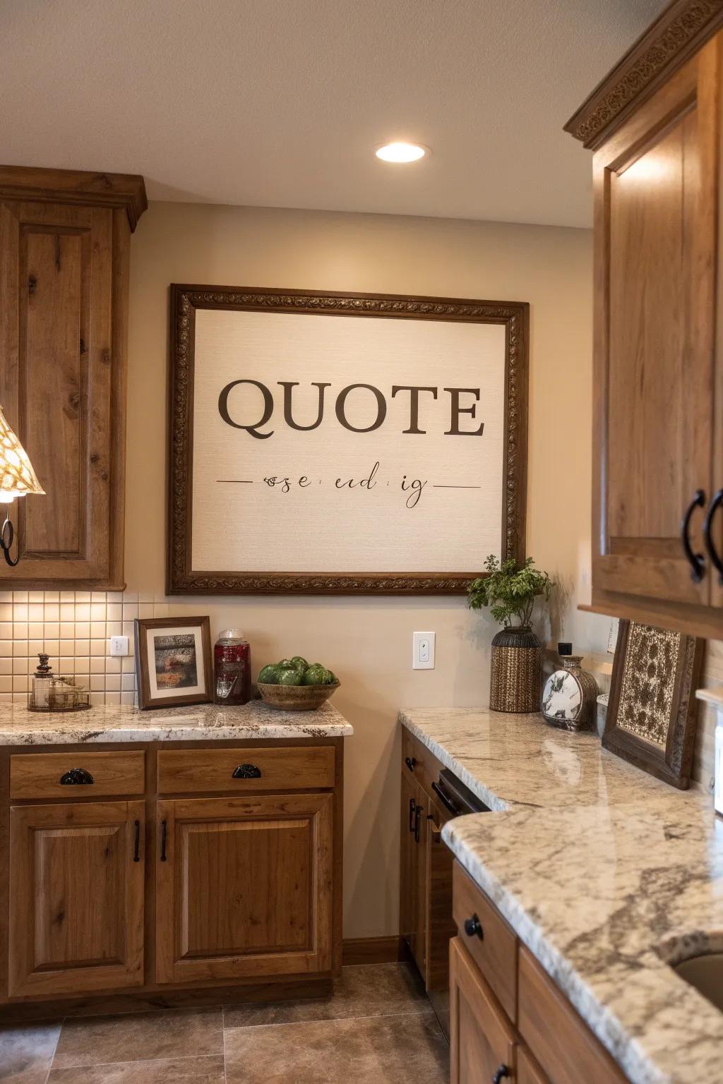 Typography art can bring inspiration and personality to your kitchen.
