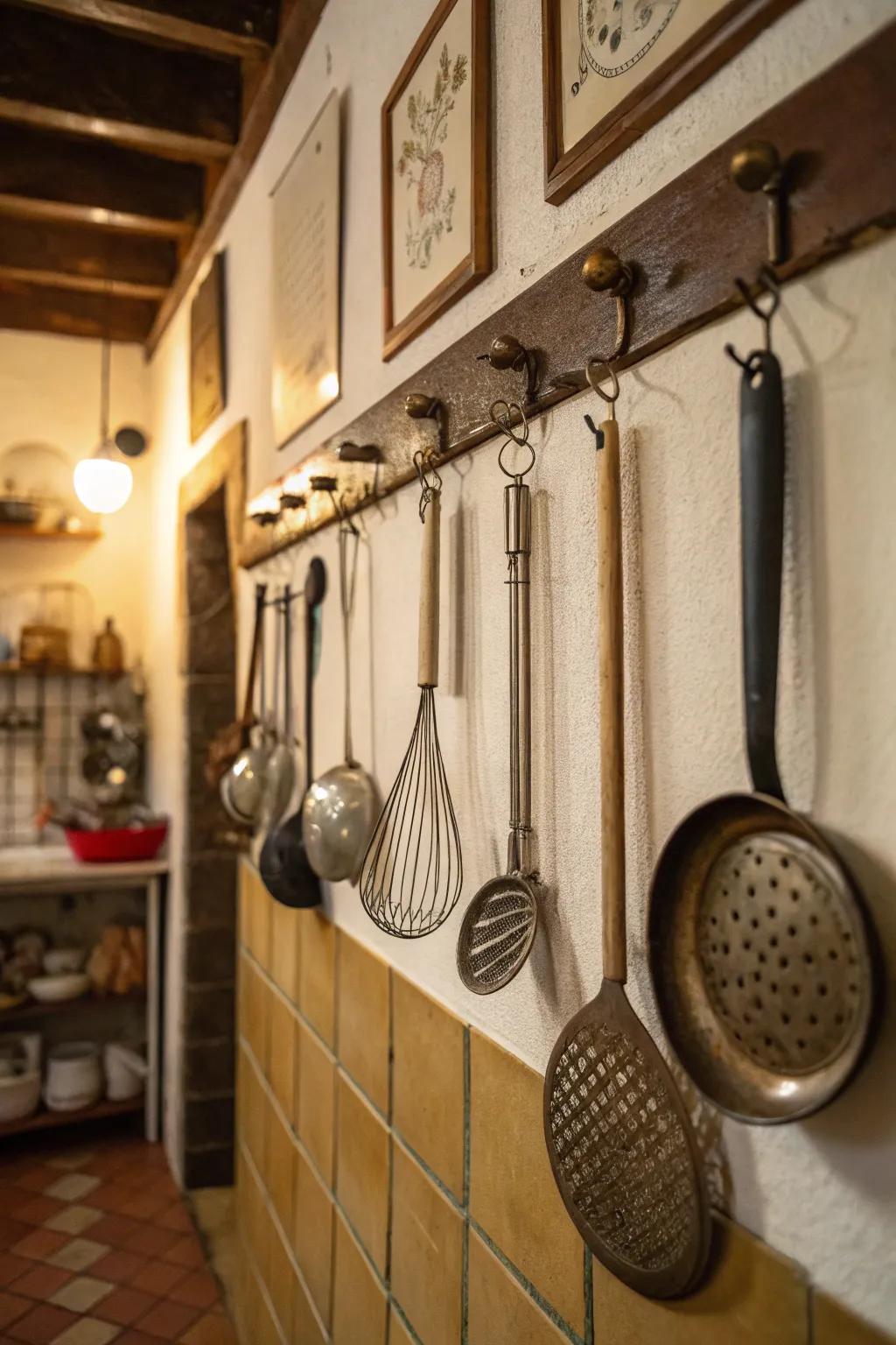Vintage utensils bring character and history to your kitchen decor.