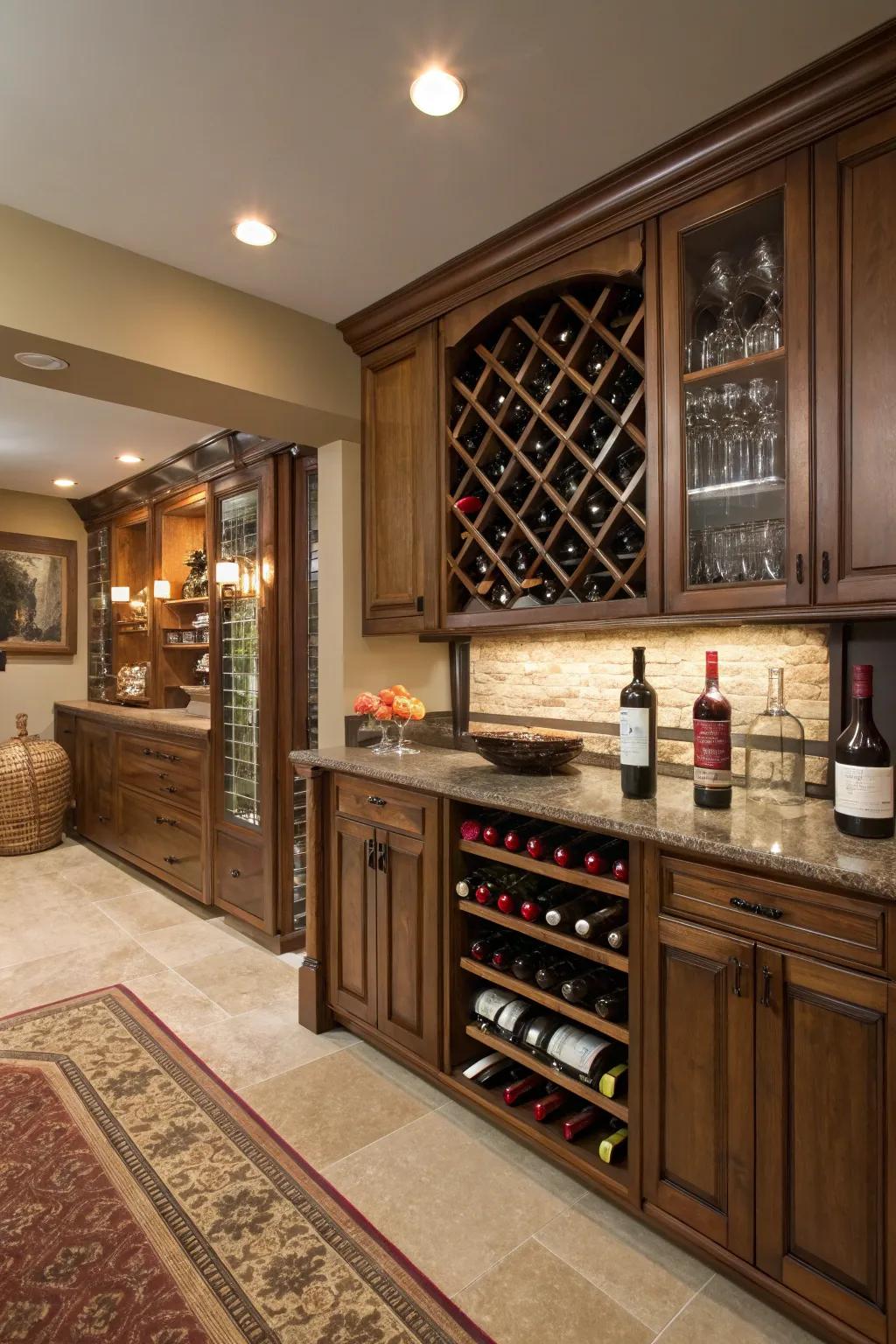 Customized wine racks offer functionality and style for wine enthusiasts.