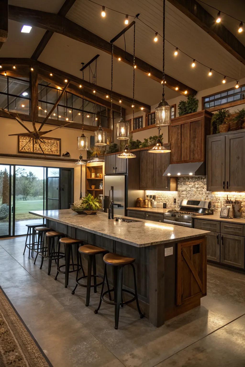 Layered lighting adds depth and creates a harmonious ambiance.