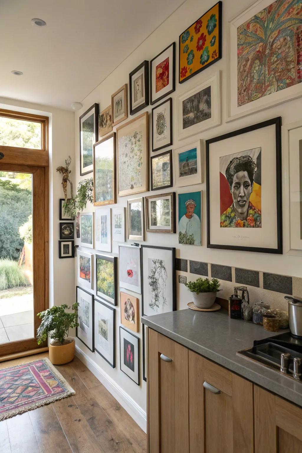 Gallery walls bring personalization and art to your kitchen.