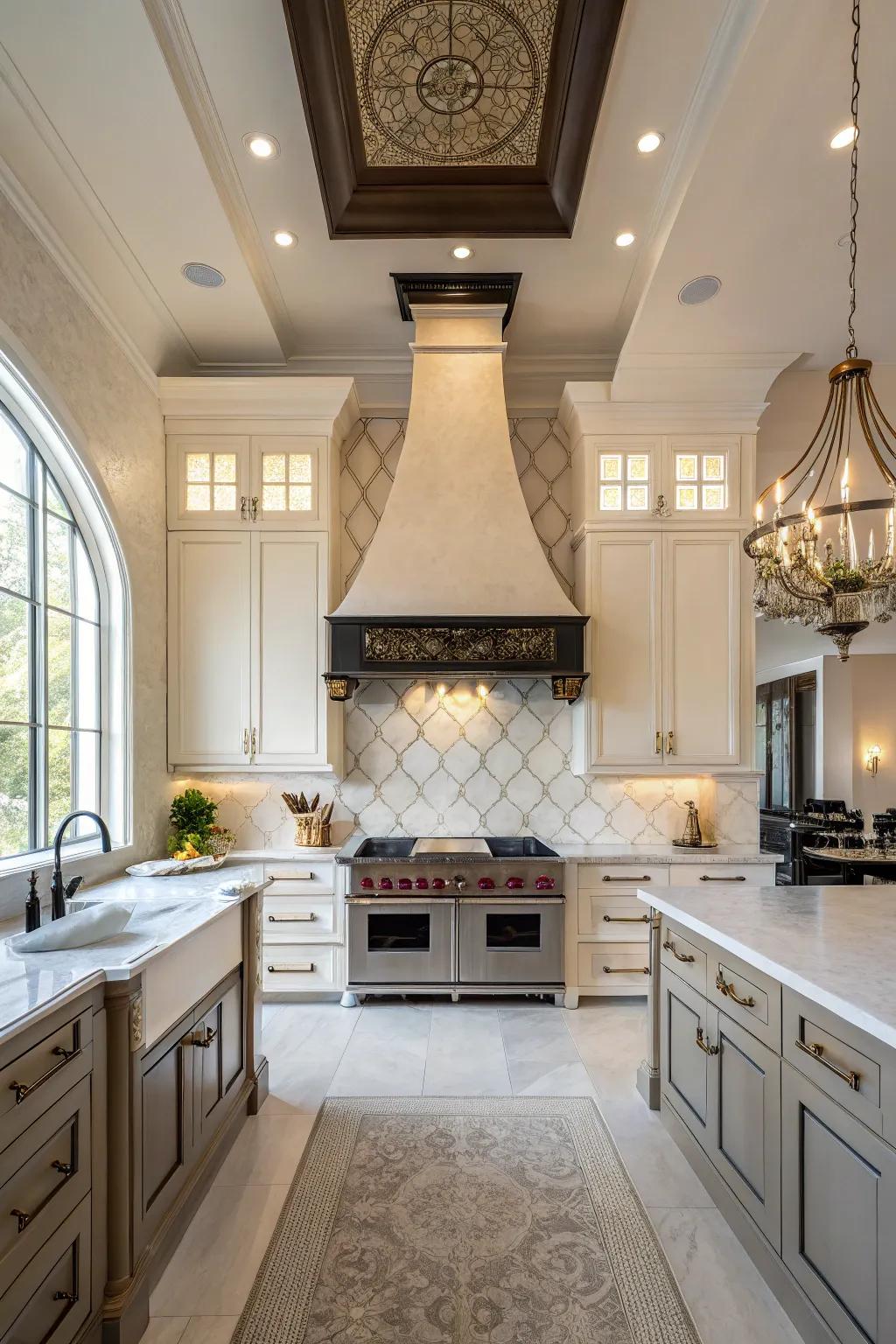 Tall extendable range hood for a dramatic kitchen statement.