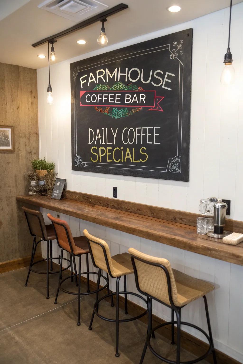 Personalize your space with a chalkboard menu.