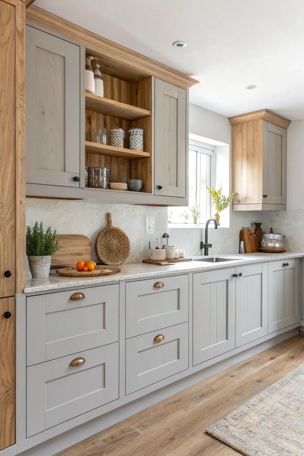 Natural elements infuse warmth and life into the kitchen.