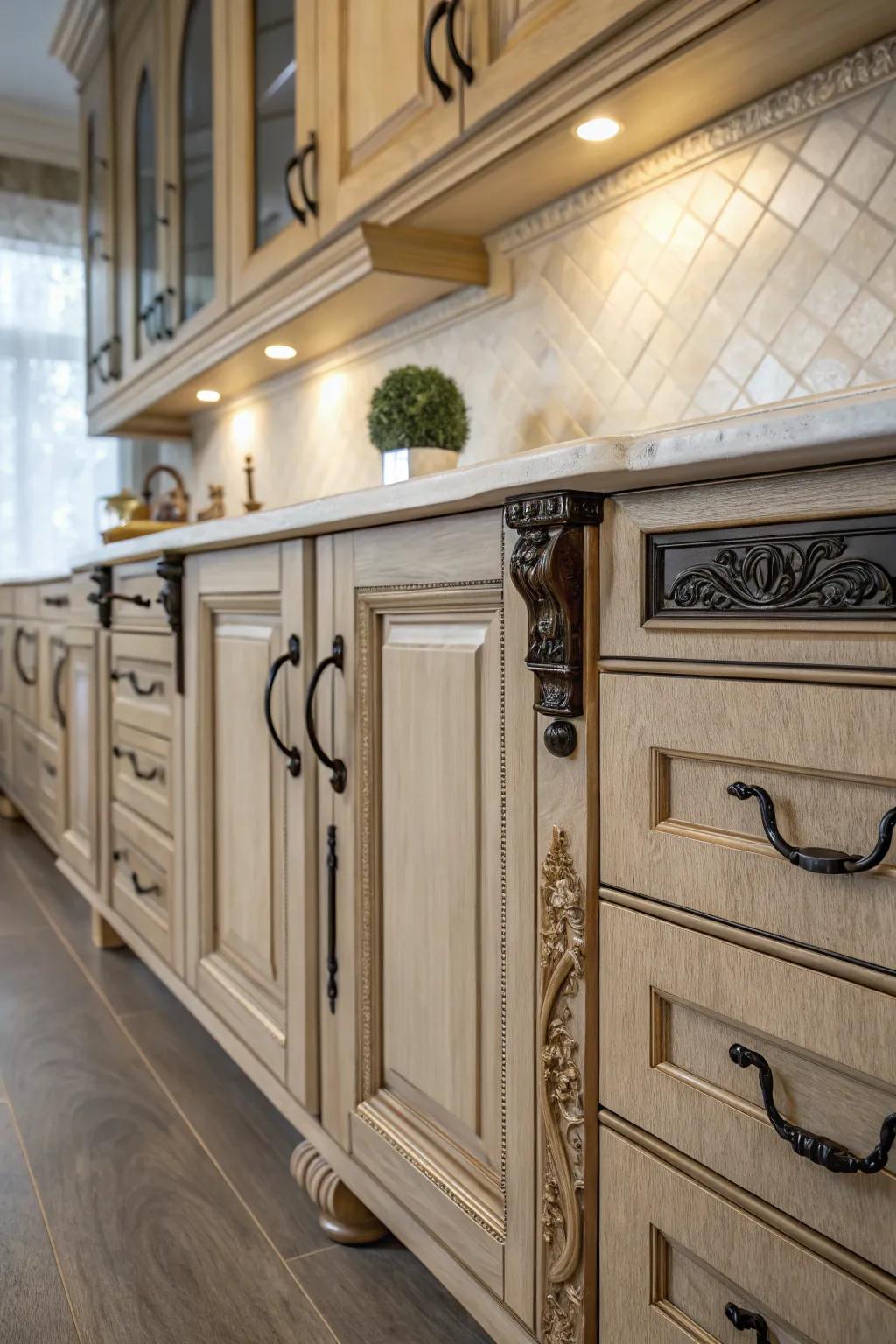 Cabinetry that perfectly blends vintage charm with modern style.