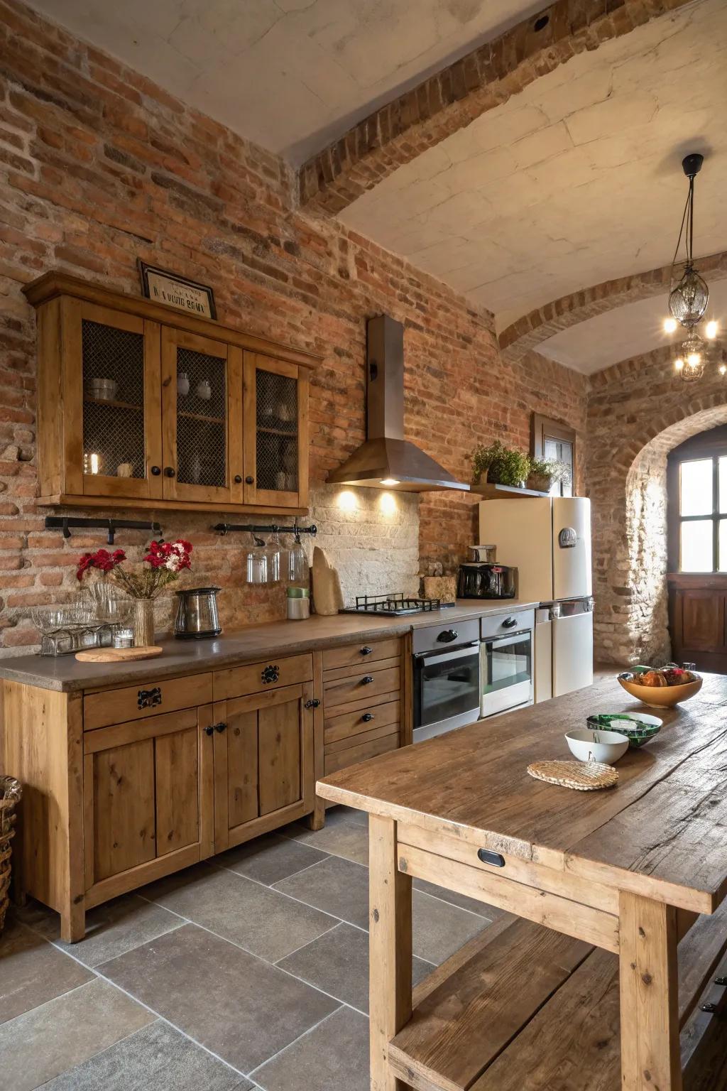 Exposed brick walls introduce warmth and character.