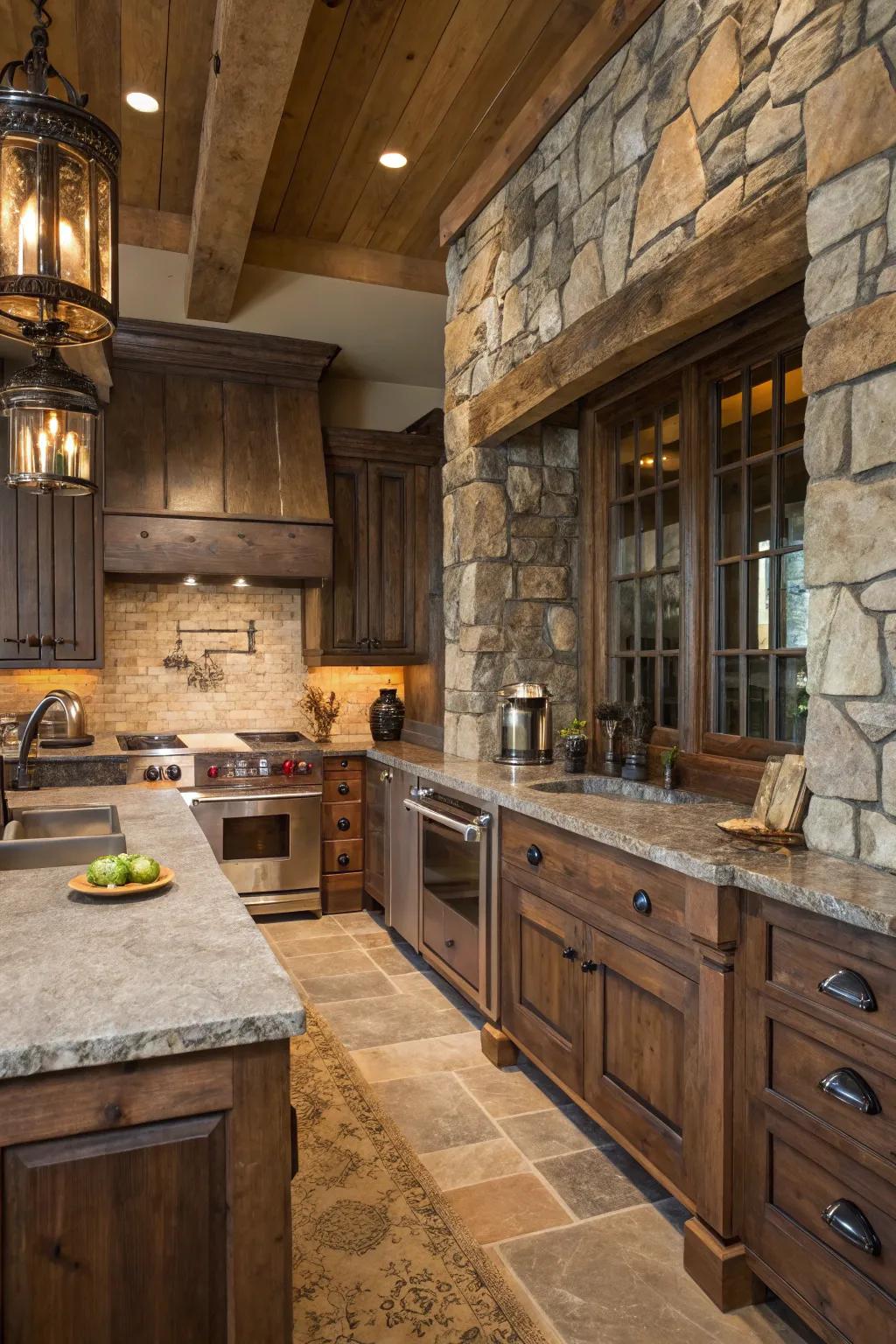 Mixed materials bring depth and character to the kitchen space.