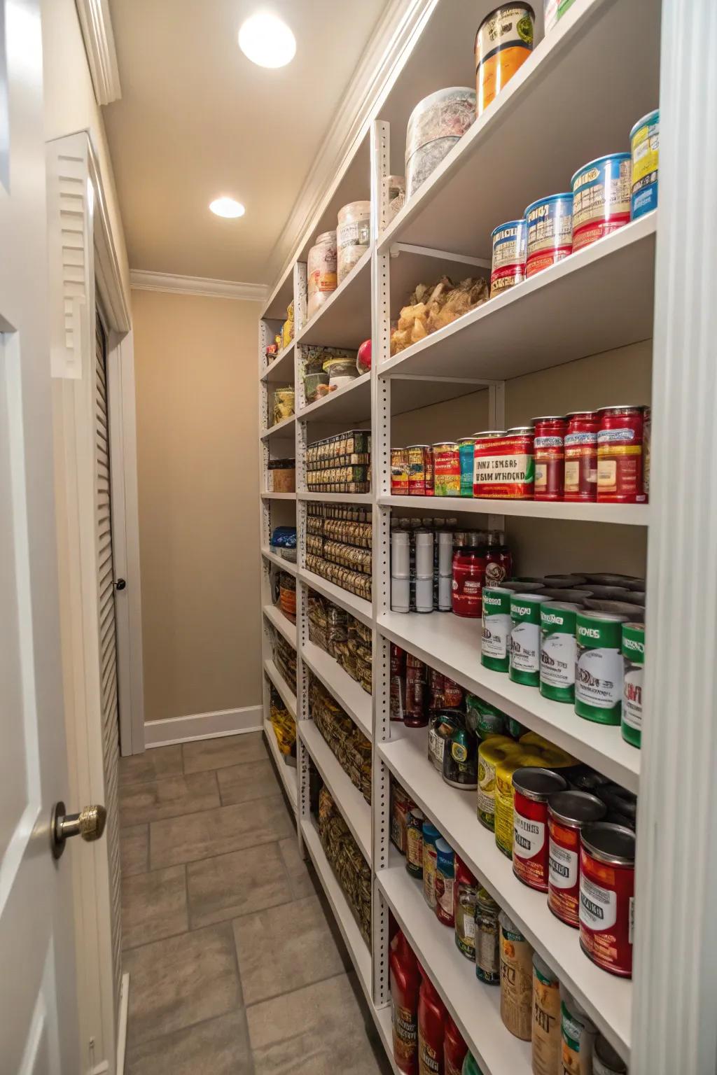 Utilize skinny shelves to make use of tight spaces.
