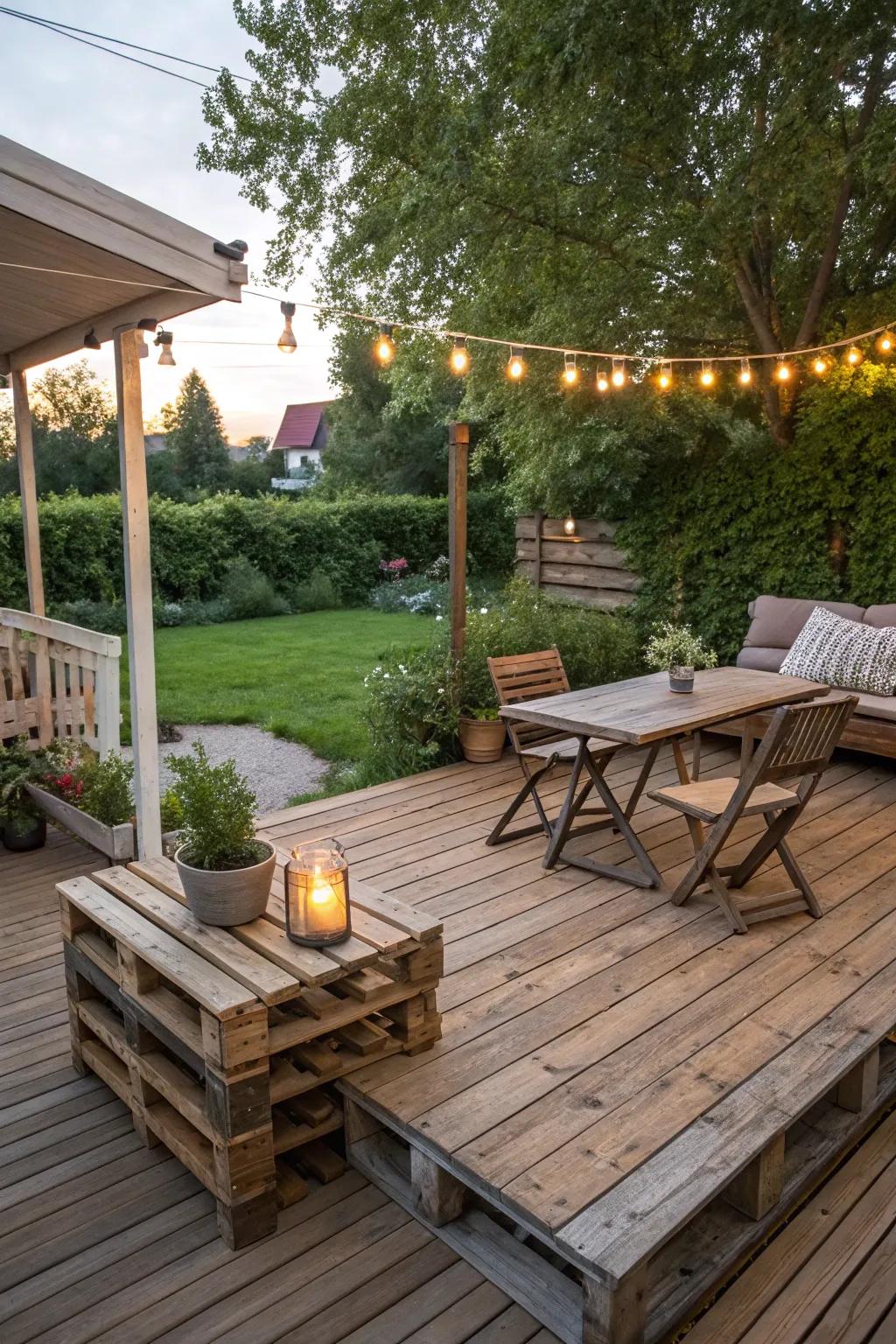 Transform pallets into a unique and inviting deck space.
