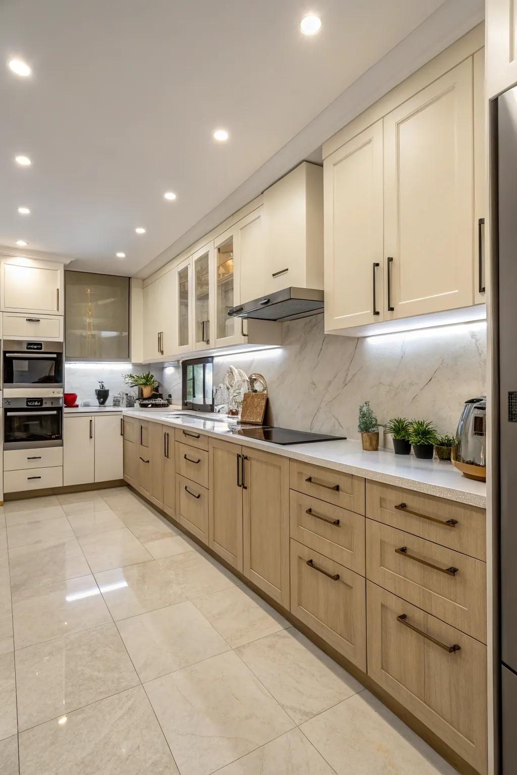 A two-tone scheme adds depth and visual interest.