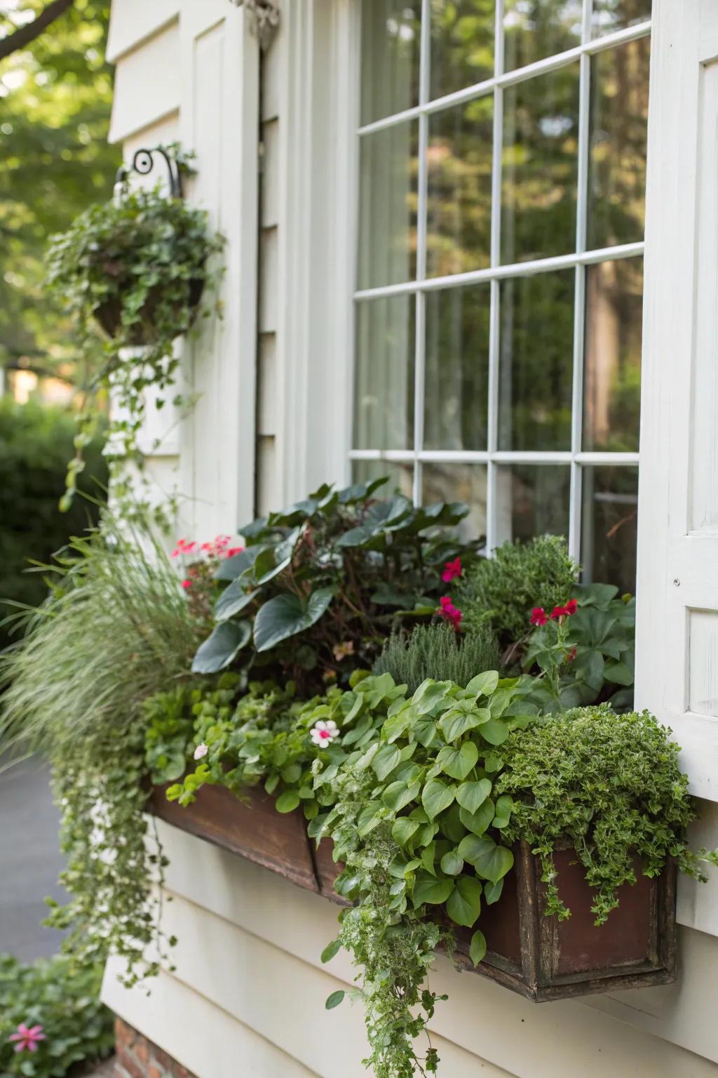 A beautifully layered window box design.