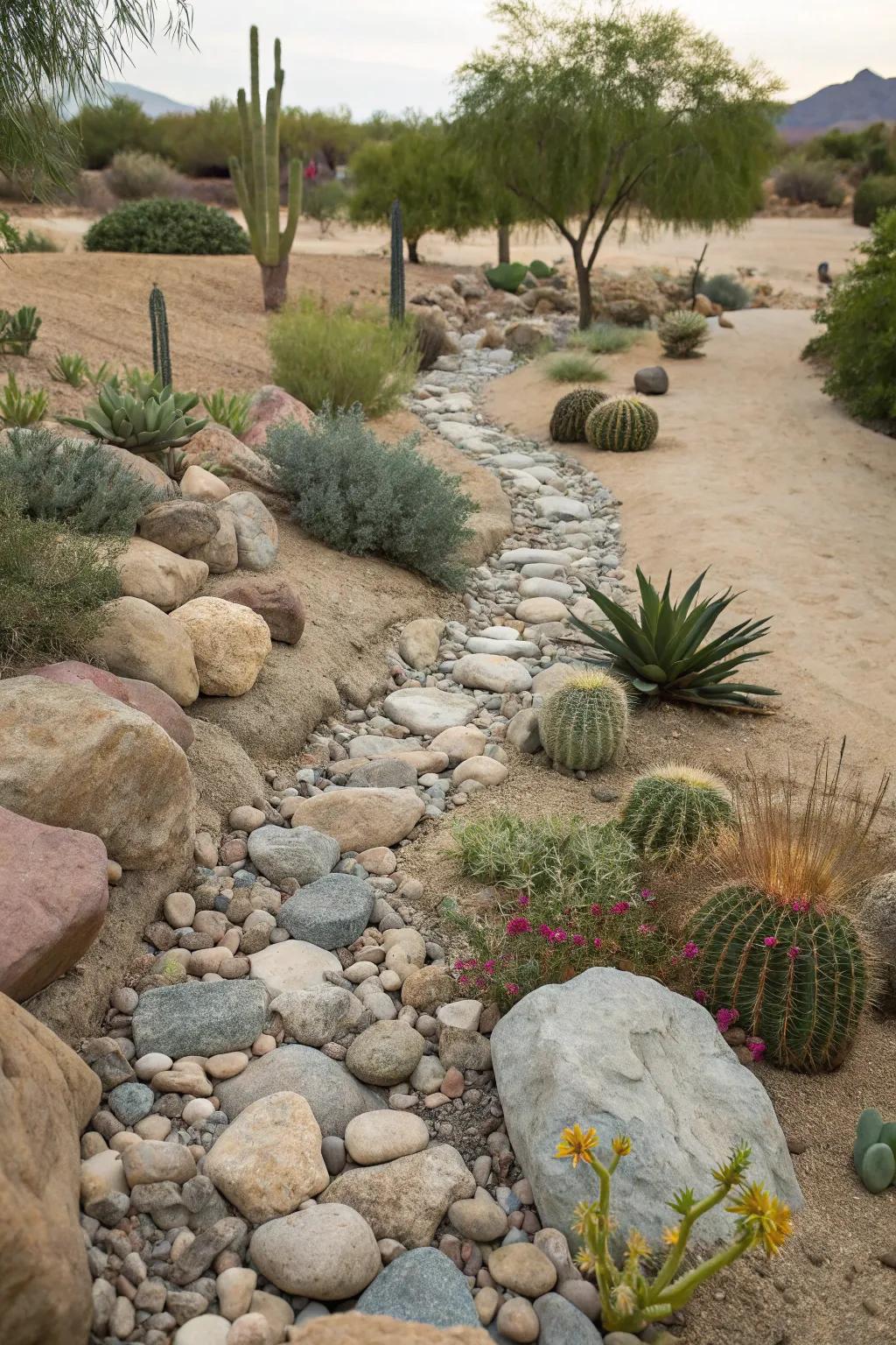 Dry creek beds add beauty and function.