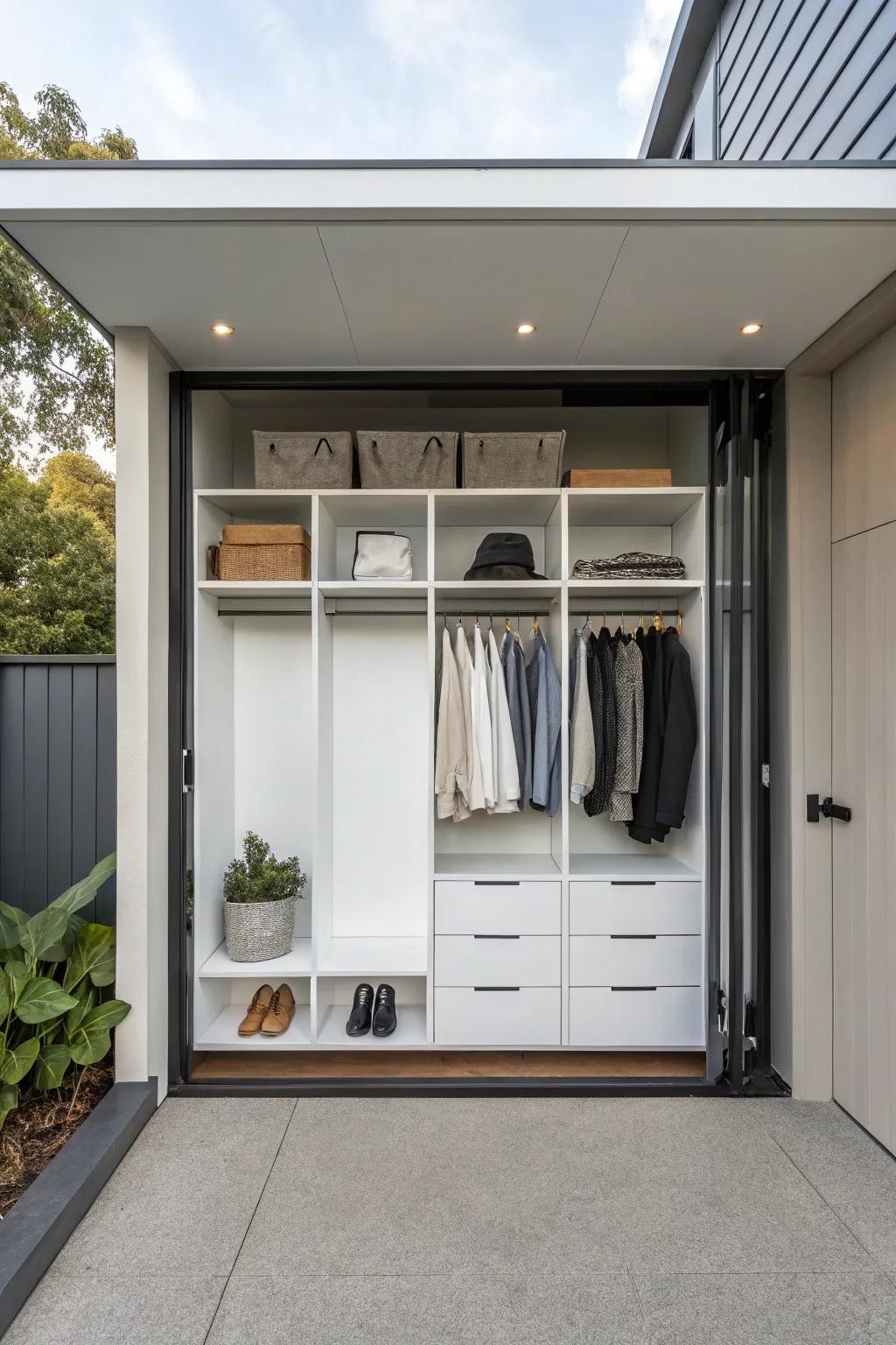 Minimalist designs keep outdoor storage functional and serene.