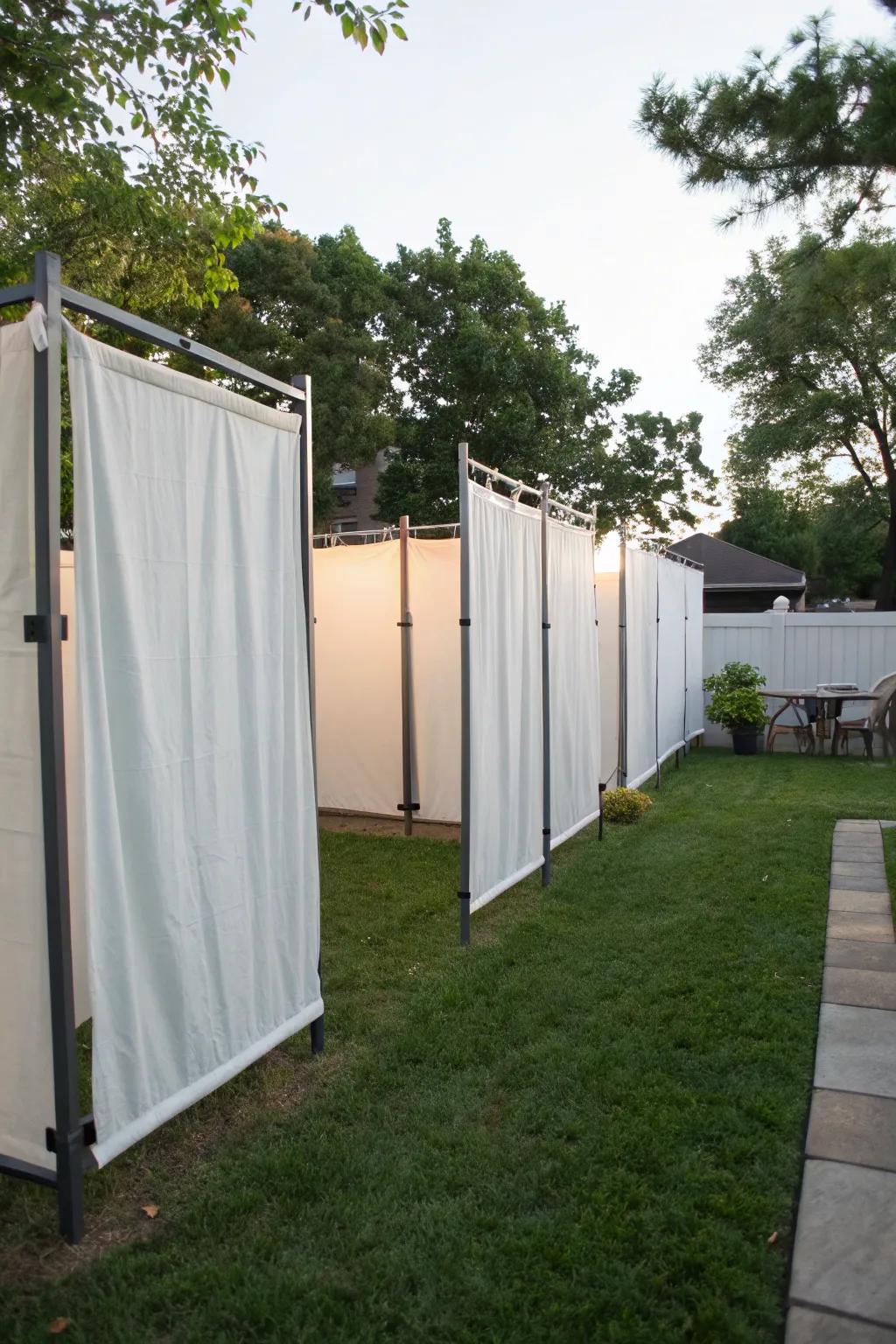 Enjoy privacy with temporary screens in your garden.