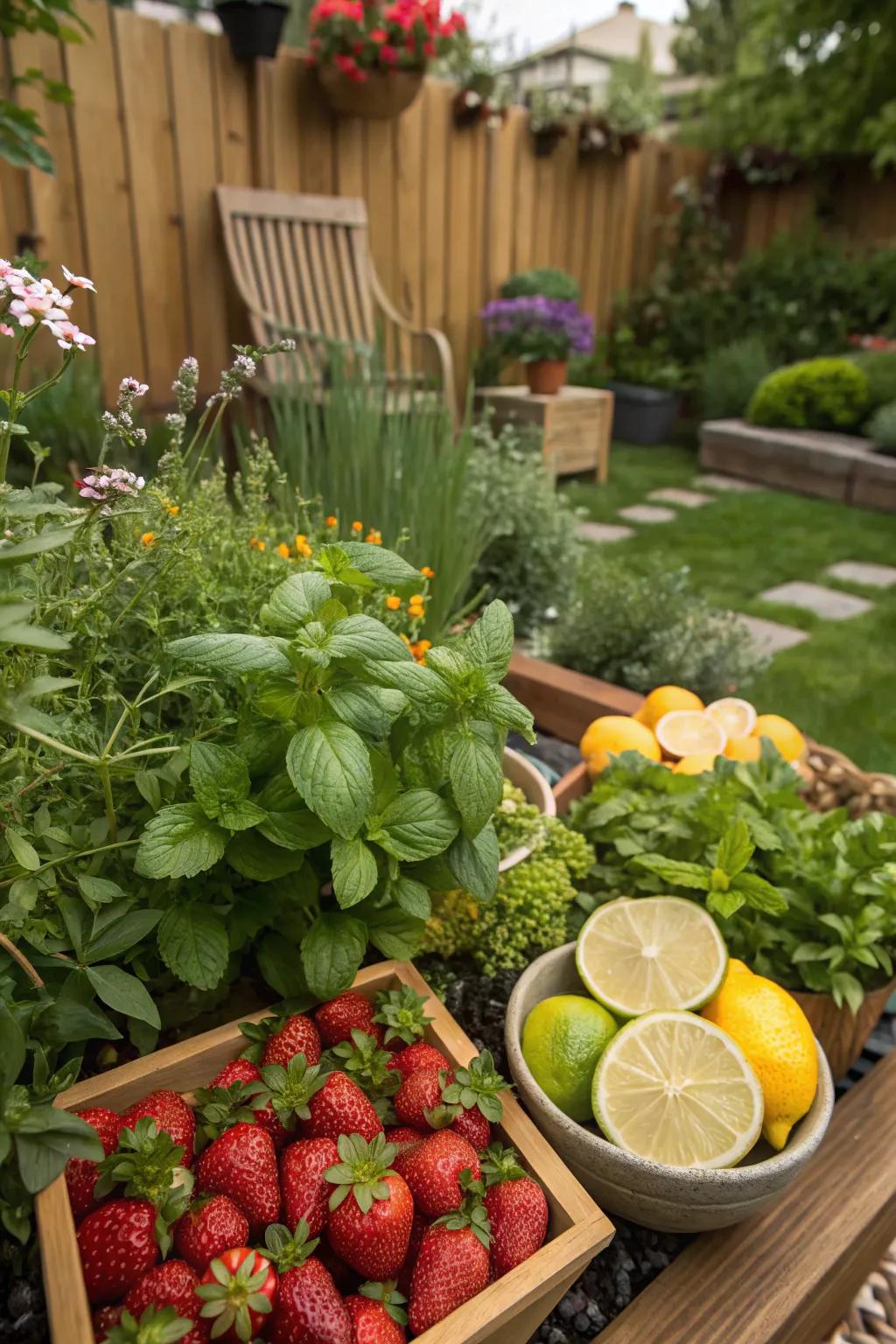 Cocktail garden brimming with fresh ingredients
