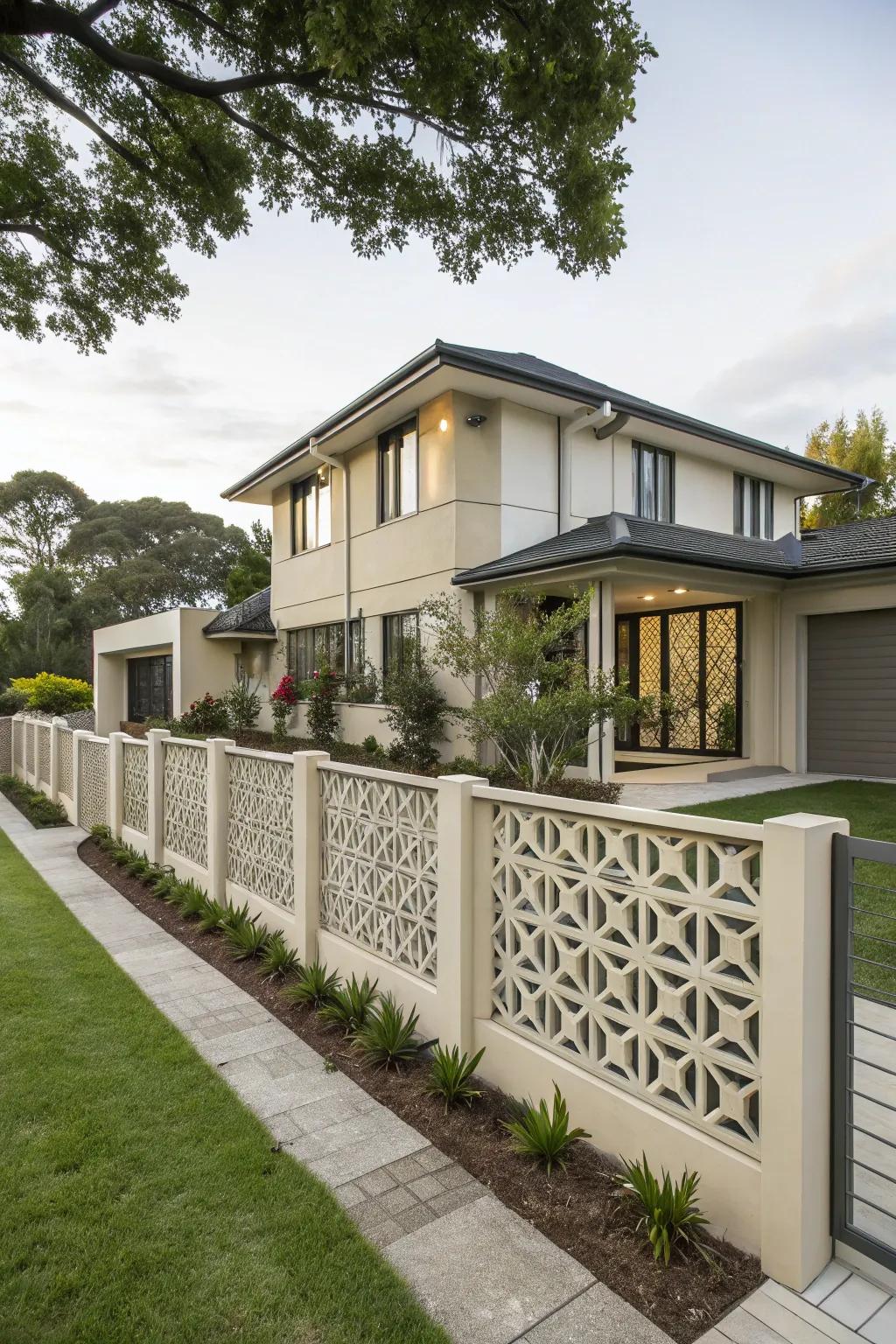 Add a modern twist with geometric patterned fencing.