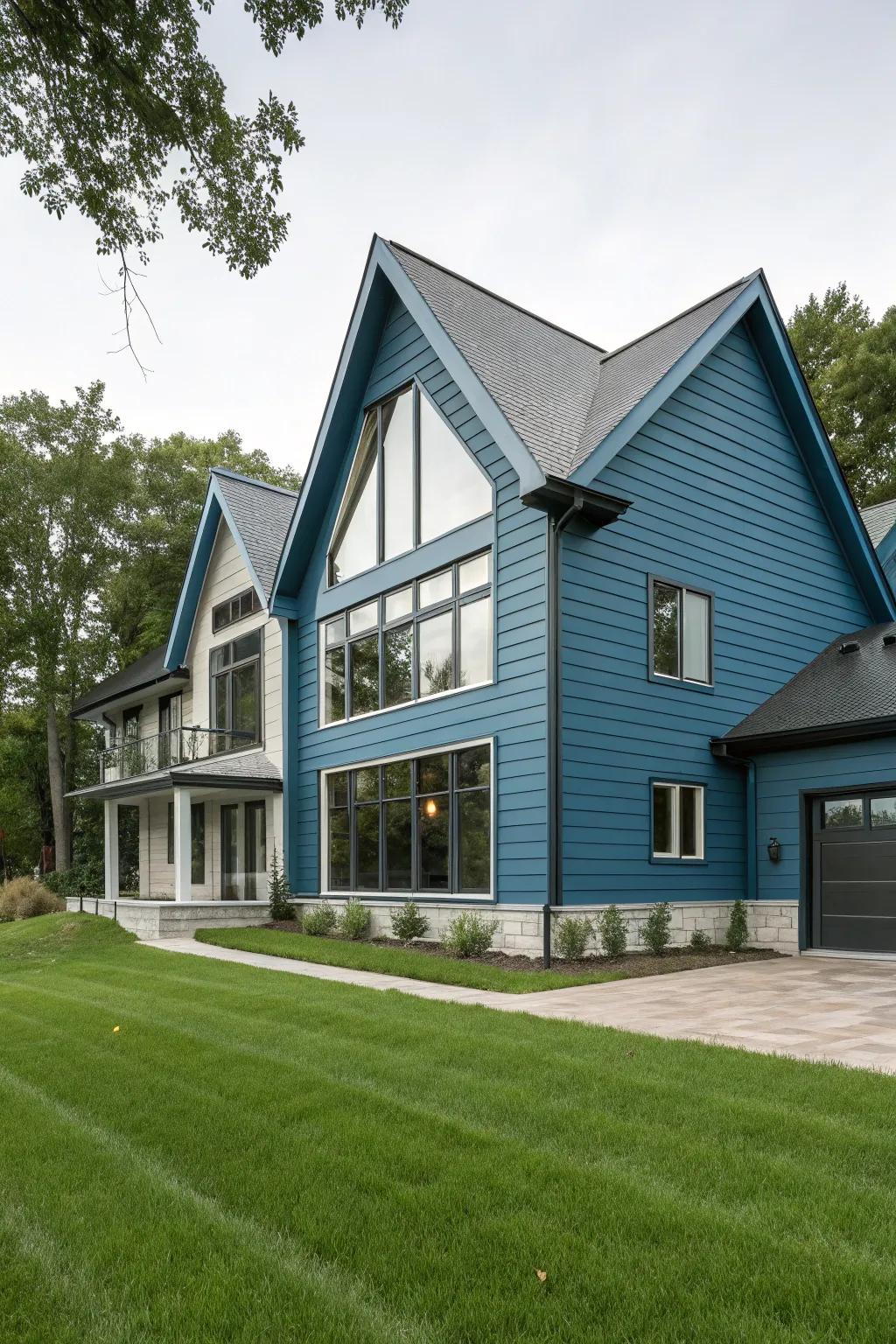 Contemporary design meets vibrant colors in this bicolor gable example.