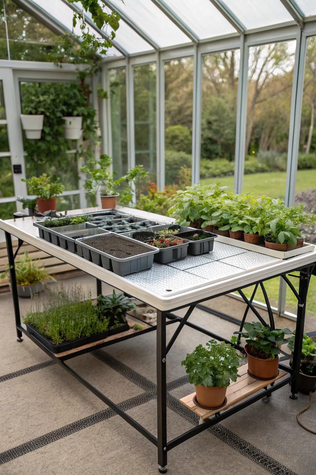 Customizable tables for flexible greenhouse arrangements
