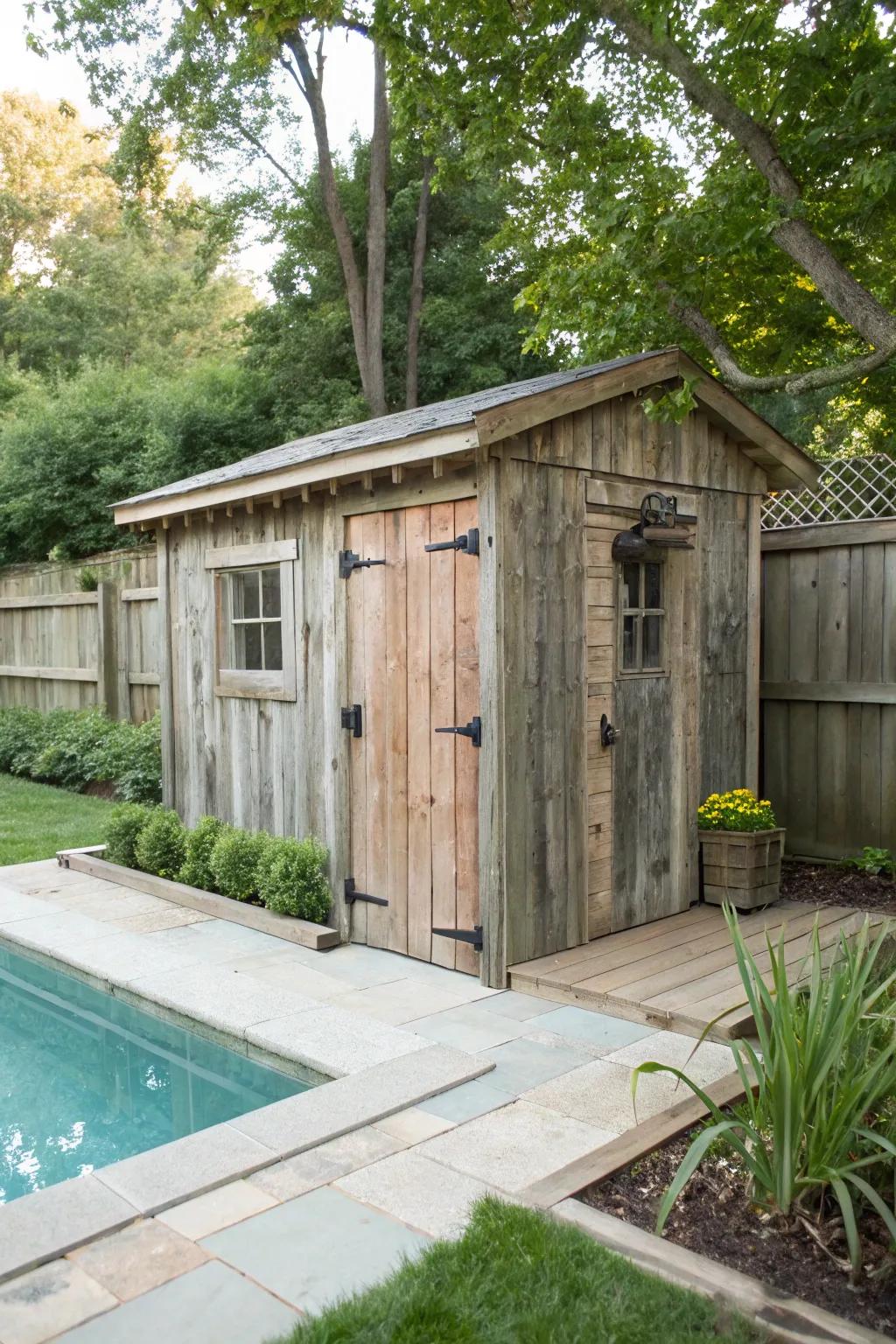 Reclaimed wood adds rustic charm.