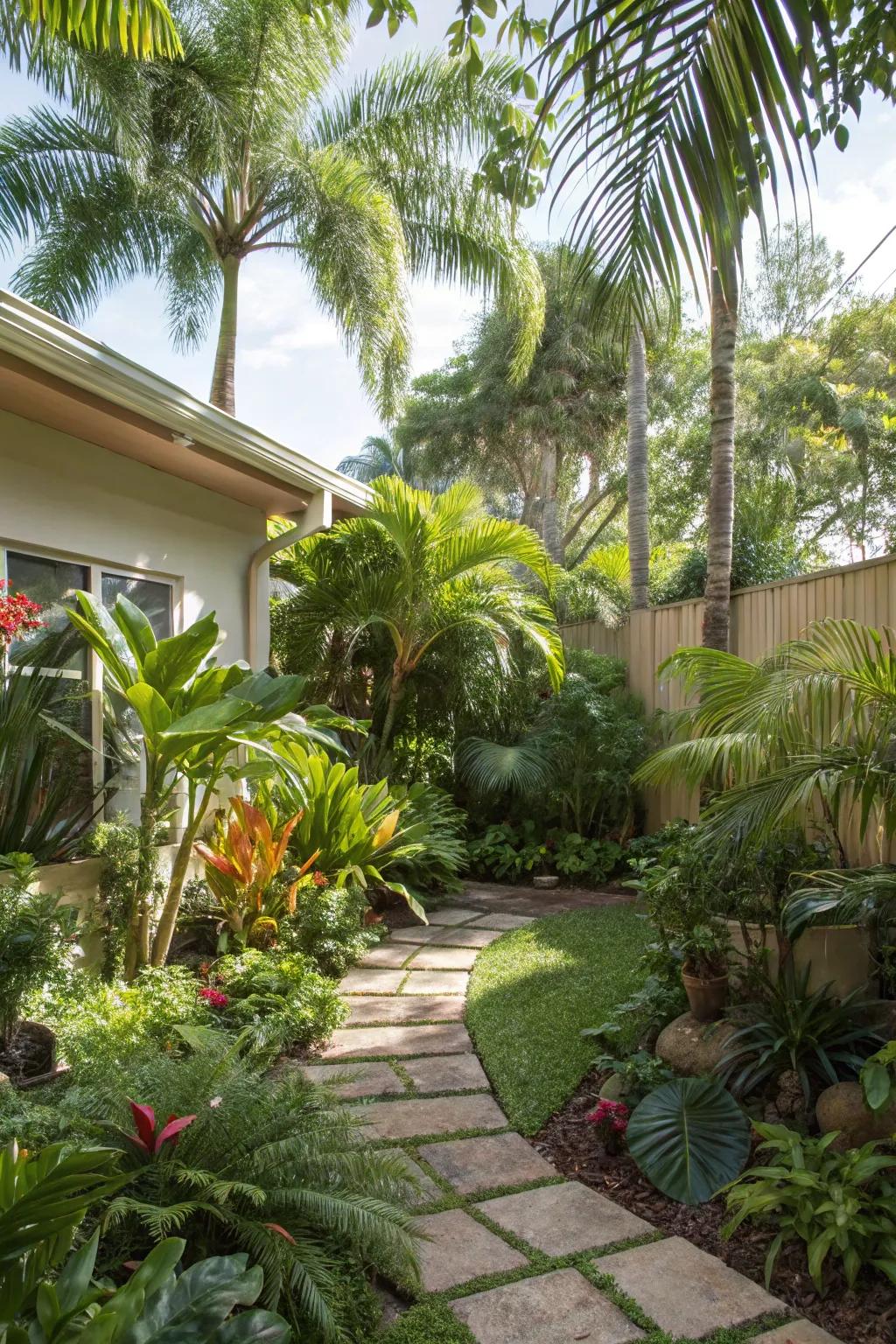 Create an exotic paradise with tropical plants.