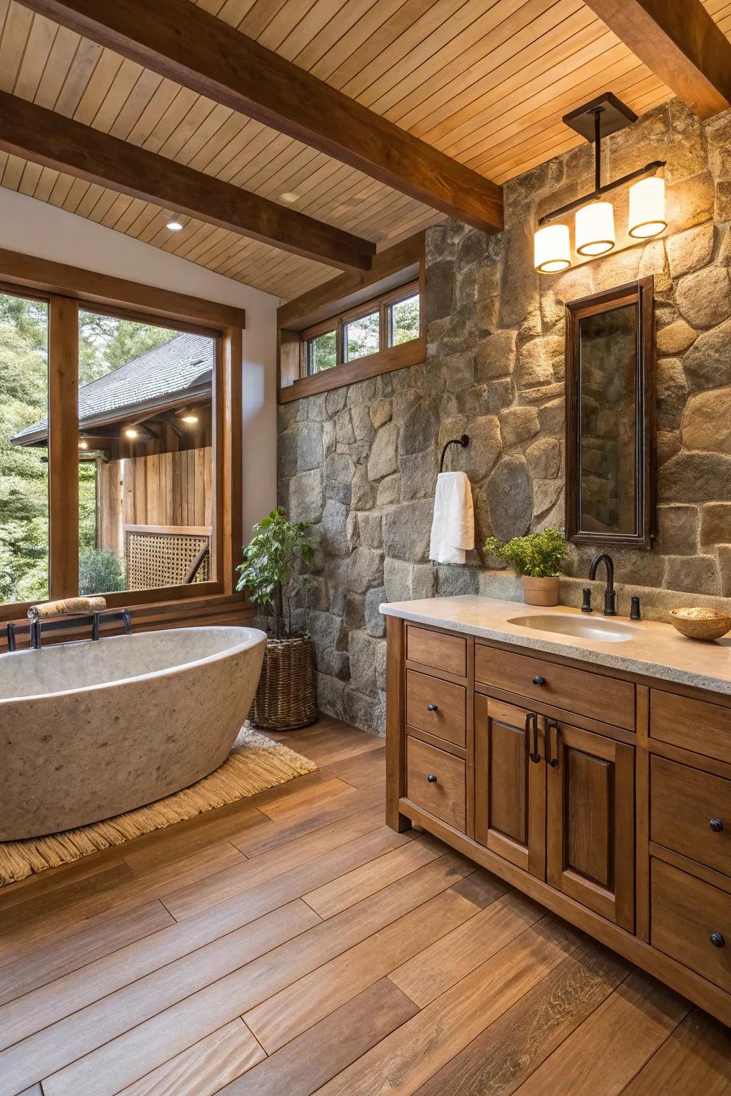 Natural materials add warmth and tranquility to your bathroom.