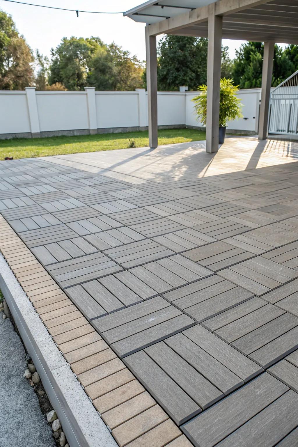 Achieve a quick transformation with interlocking deck tiles.