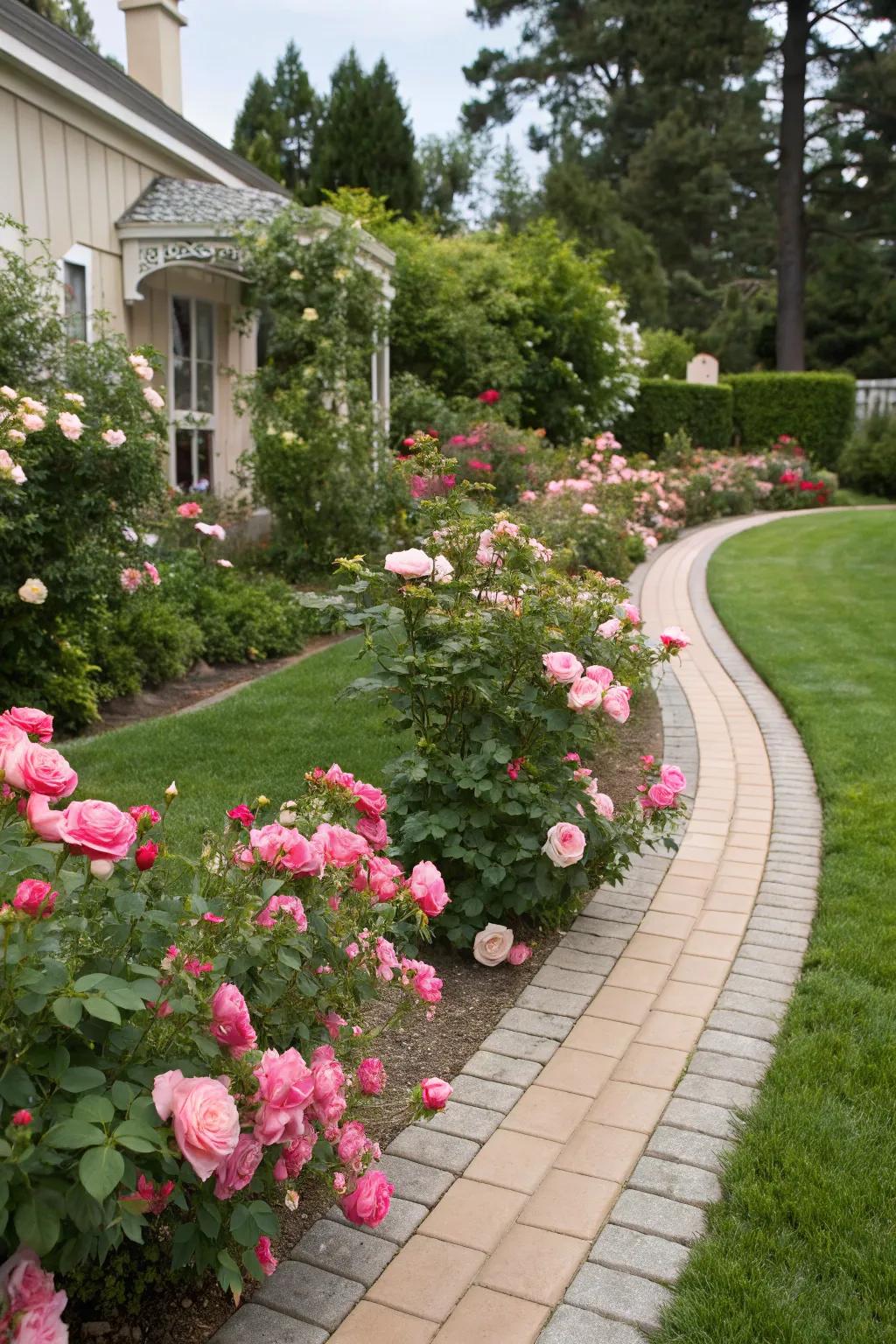 Use miniature roses to create charming borders.