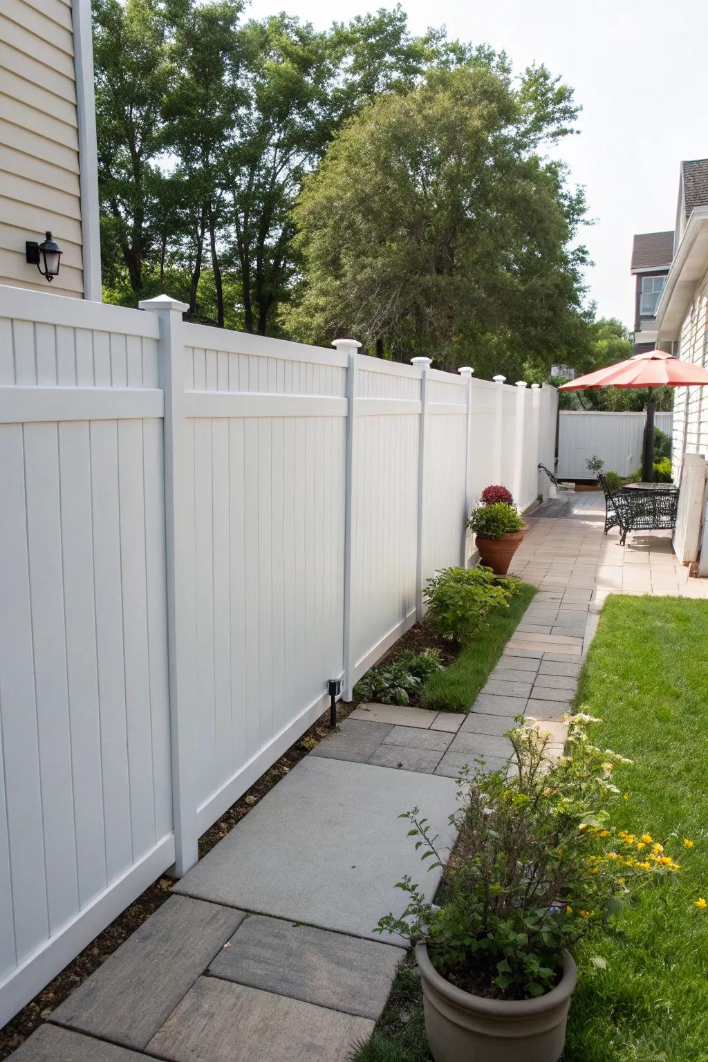 Enjoy a clean and low-maintenance look with vinyl fencing.