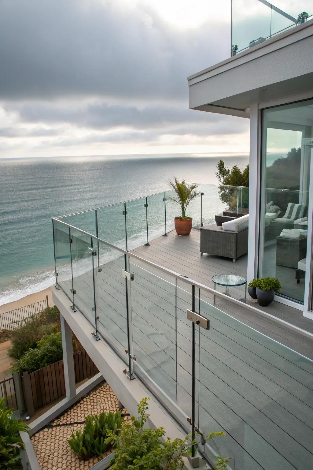 Acrylic railings for an open, unobstructed view.