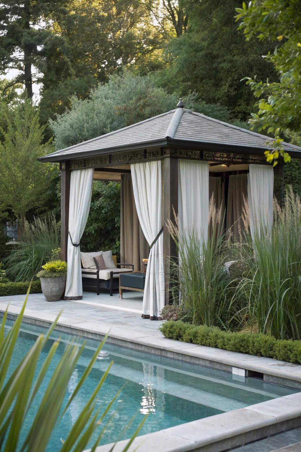 Privacy features turn your cabana into a peaceful sanctuary.