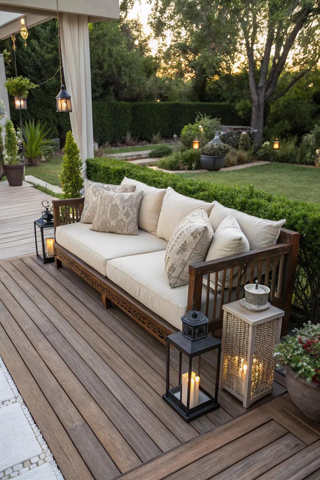 Elevate your outdoor lounging with high-back cushions.