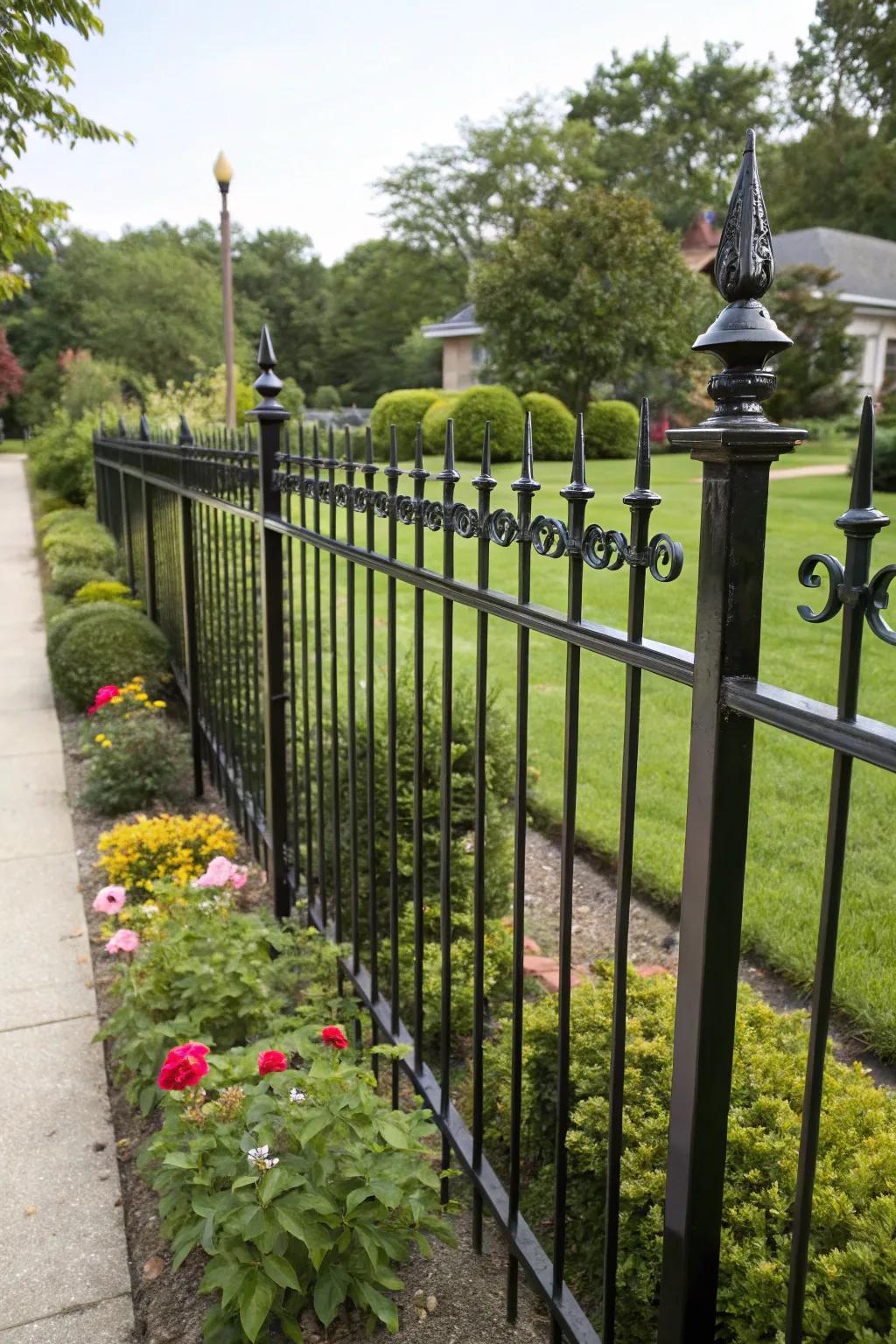 Achieve privacy with stylishly spaced wrought iron designs.