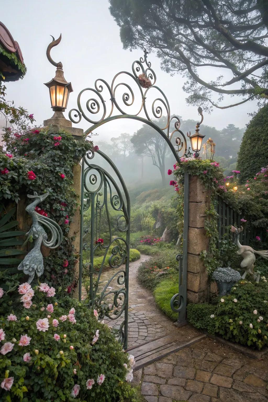 A fairytale gate that transforms the garden entrance into a magical world.